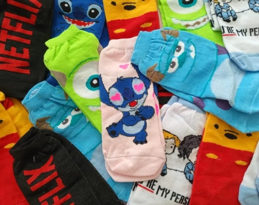 PACK X 6- MEDIA DOCENA DE MEDIAS -MEDIA- MEDIAS DE PERSONAJES -SOQUETES - SURTIDAS - PROMO