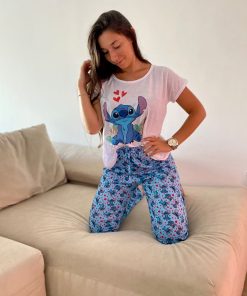 STITCH- PIJAMAS LARGOS MANGAS CORTAS 