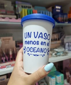 VASO TERMICO- FRASE "UN VASO MENOS EN EL OCEANO" - VASOS
