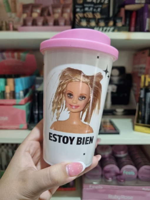 VASO TERMICO BARBIE  CON TAPA- VASOS
