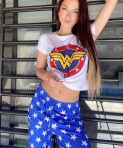 OUTLET- REMERA SUELTA - MUJER MARAVILLA - PIJAMAS LARGOS MANGAS CORTAS