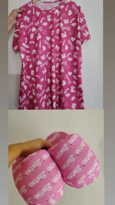 COMBO BARBIE - COMBO ROSA - PANTUFLAS + REMERON