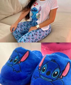 COMBO STITCH INVIERNO -  PANTUFLAS STITCH AZUL + PIJAMA STITCH