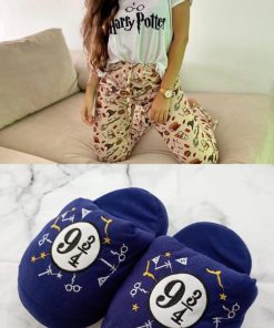 COMBO HARRY POTTER INVIERNO - PANTUFLAS 3/4 AZULES + PIJAMA