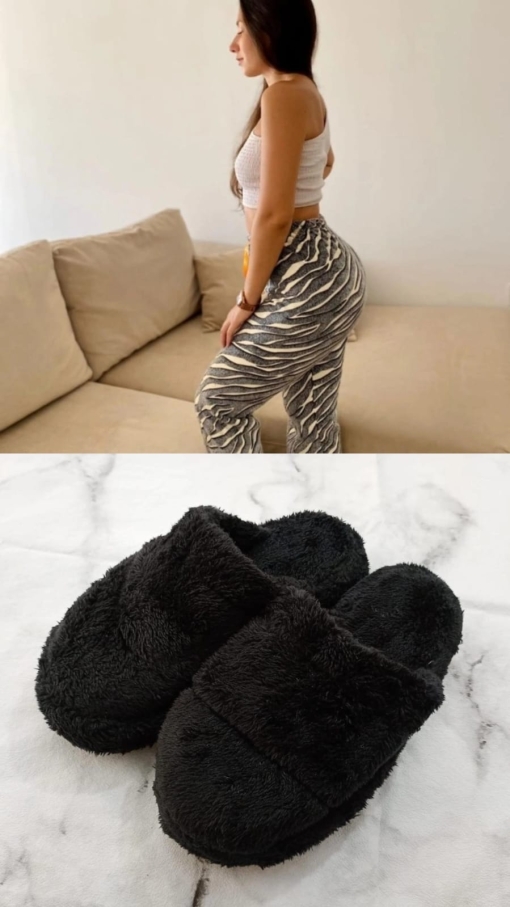 SALE! - COMBO PANTUFLAS - PANTUS NEGRAS  + PANTALON POLAR ZEBRA GRIS
