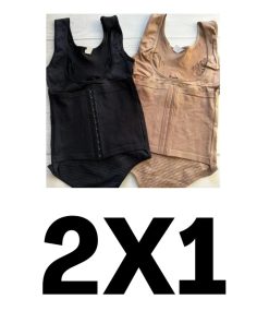 2X1 BODYS CON DOBLE FAJA CON GANCHITOS REGULABLES - TIRA ANCHA