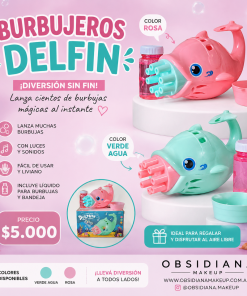 PISTOLA DE BURBUJAS - DELFIN - ROSA O VERDE AGUA - BURBUJERO