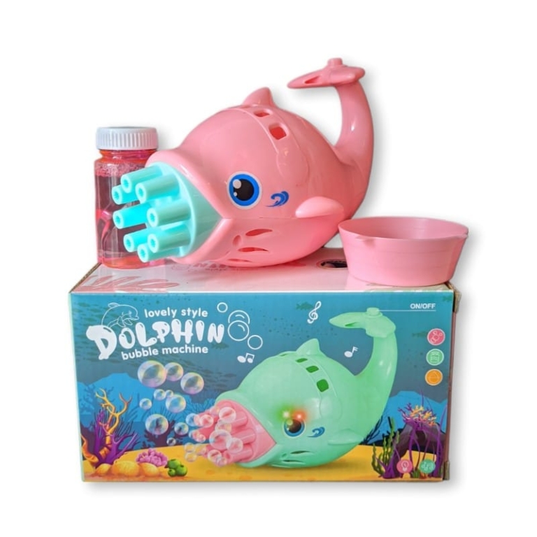 PISTOLA DE BURBUJAS - DELFIN - ROSA O VERDE AGUA - BURBUJERO - Imagen 2