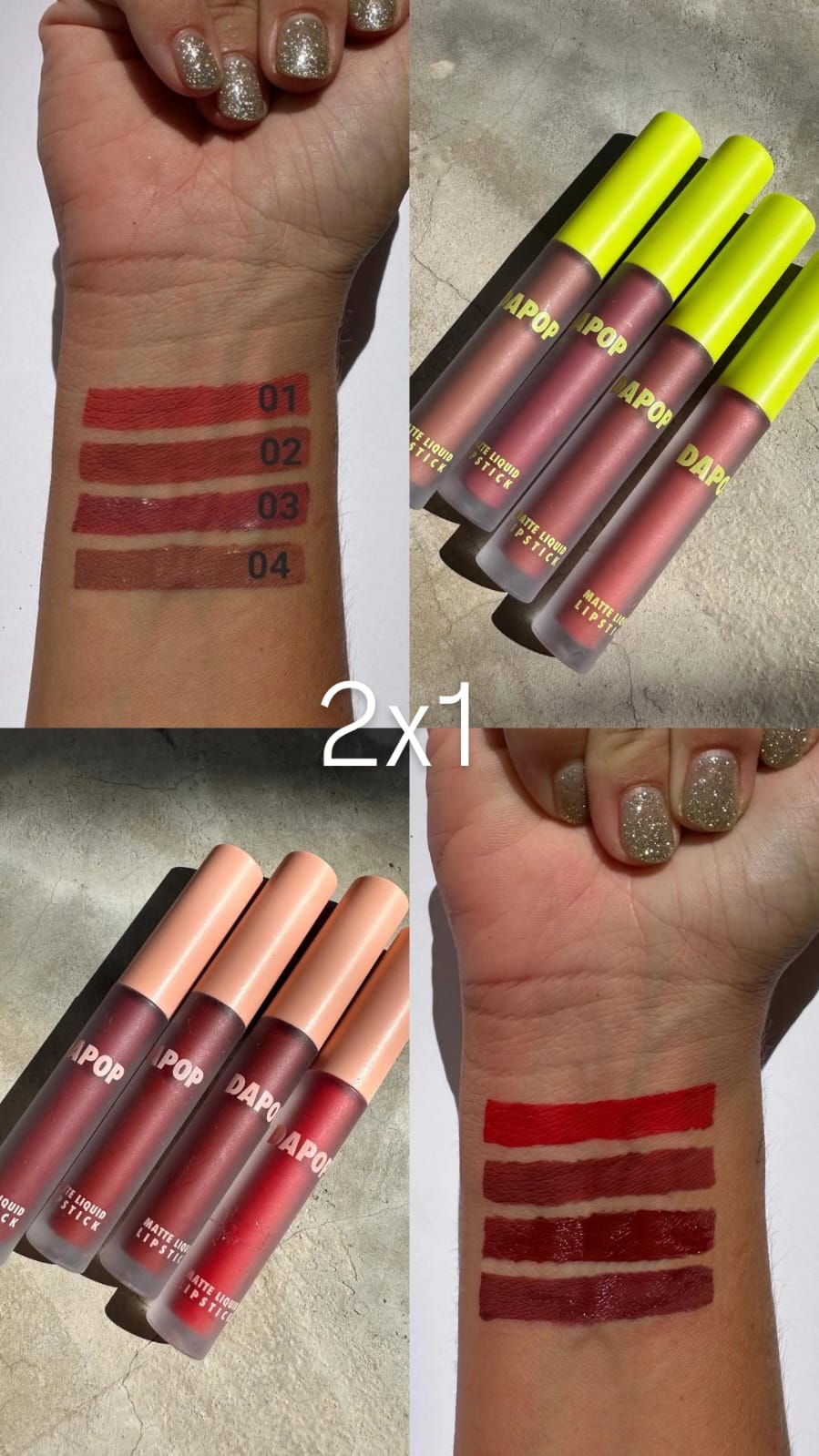 2X1 - LABIALES DAPOP TONOS NUDE Y TONOS ROJOS - LABIALES