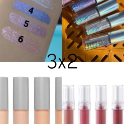 3X2 - GLOSS CON COLOR + SOMBRAS GLITTER + CORRECTOR DAPOP