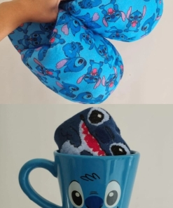 COMBO STITCH AZUL -  PANTUFLAS + MEDIAS + TAZA