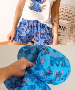 COMBO STITCH VERANO- PIJAMA CORTO + PANTUFLAS STITCH