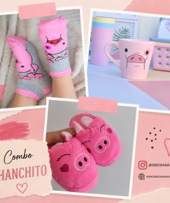 COMBO CHANCHITO - PANTUFLAS + MEDIAS + TAZA