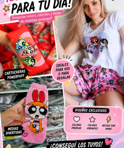 COMBO SUPER PODEROSAS - PIJAMAS CORTOS - LAS CHICAS SUPER PODEROSAS + MEDIAS + CARTUCHERA