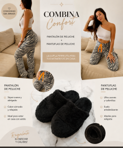 SALE! - COMBO PANTUFLAS - PANTUS NEGRAS  + PANTALON POLAR ZEBRA GRIS