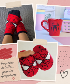 COMBO HOMBRE ARAÑA - SPIDERMAN - PANTUFLAS + TAZA + MEDIAS