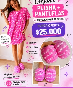 COMBO BARBIE - COMBO ROSA - PANTUFLAS + REMERON