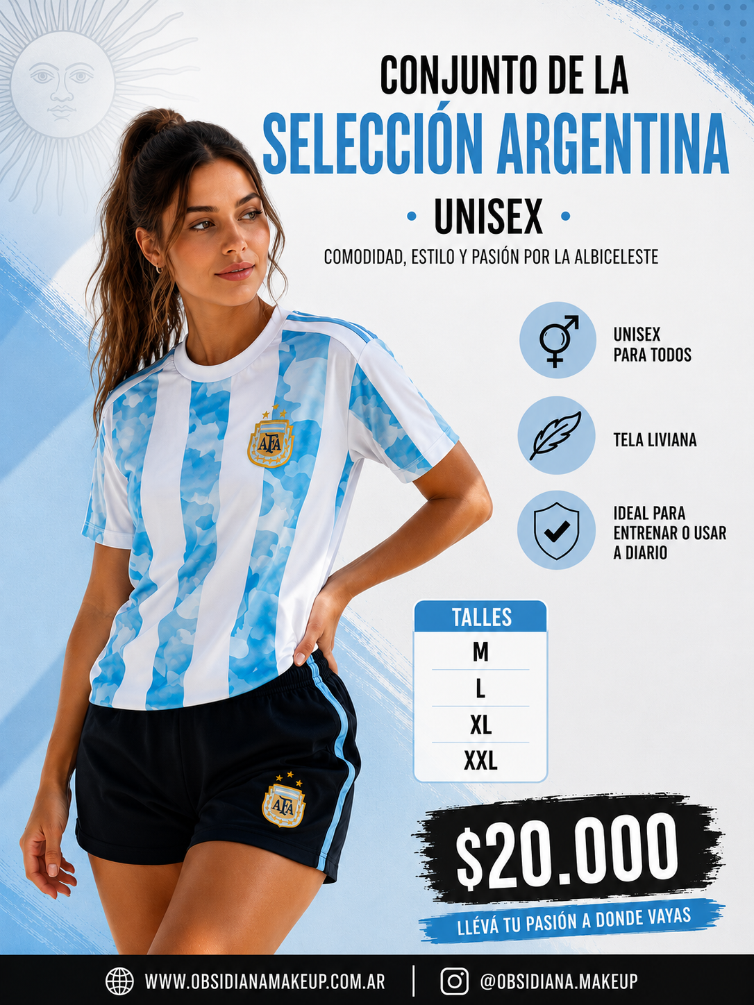 CONJUNTO CAMISETA + SHORT ARGENTINA - PROMO - Imagen 2