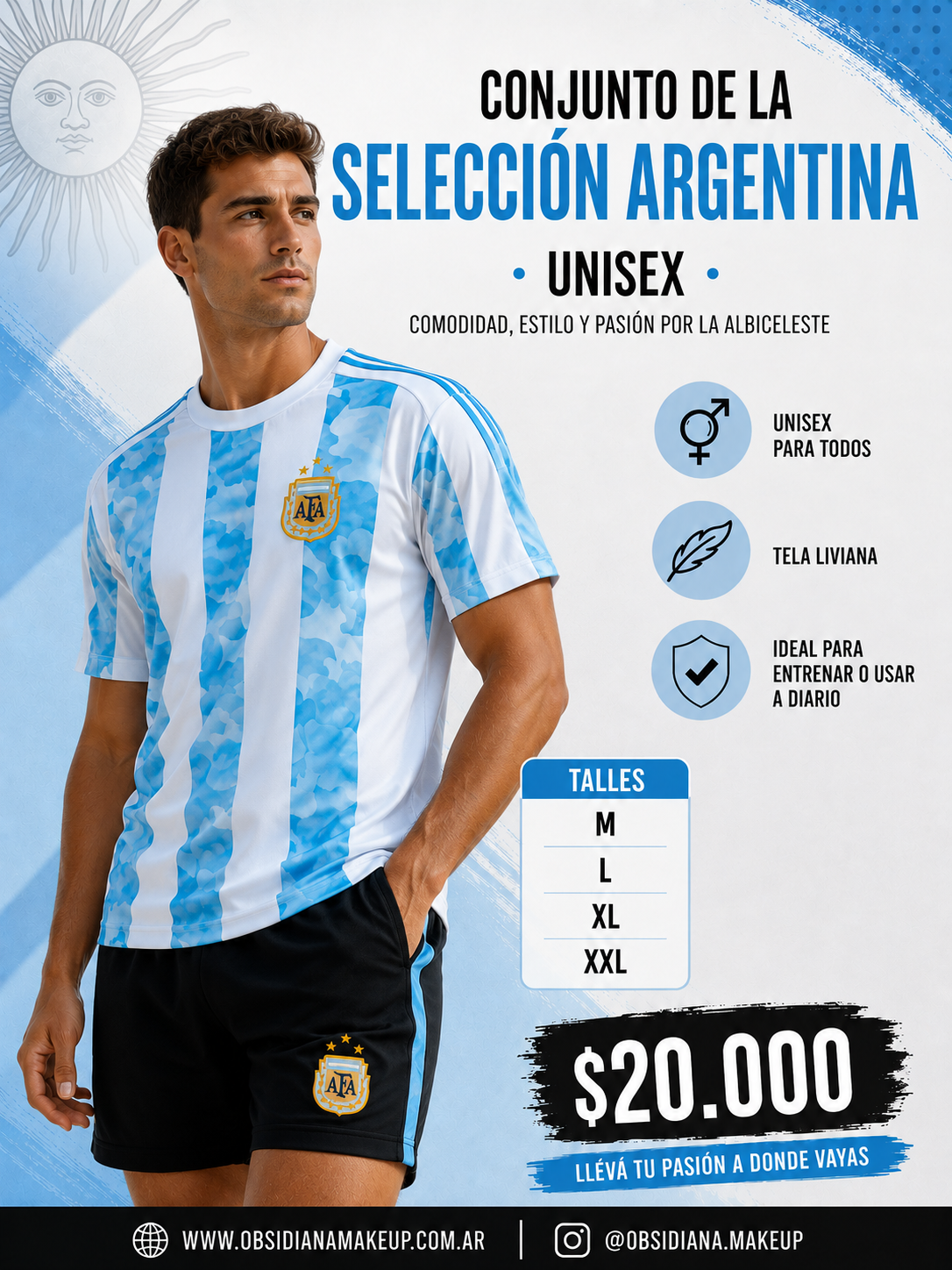 CONJUNTO CAMISETA + SHORT ARGENTINA - PROMO - Imagen 3
