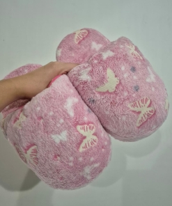 PANTUFLONES POLAR ROSA- MARIPOSAS - PANTUFLAS