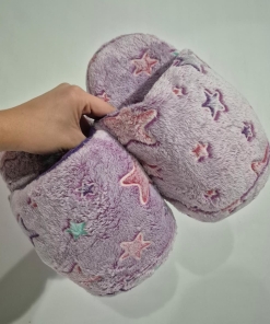 PANTUFLONES POLAR VIOLETA - ESTRELLAS - PANTUFLAS