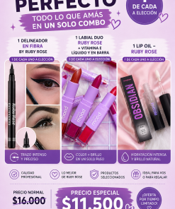 COMBO DE MAQUILLAJE - DELINEADOR EN FIBRA + LABIAL DUO + GLOSS