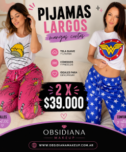 2X1 - PIJAMAS LARGOS - MUJER MARAVILLA Y HOMERO SIMPSON