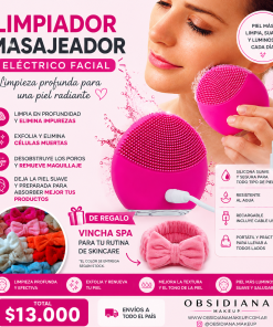 COMBO FACIAL - LIMPIADOR MASAJEADOR FACIAL ELECTRICO RECARGABLE USB + VINCHA SPA DE REGALO