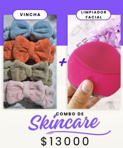 COMBO FACIAL - LIMPIADOR MASAJEADOR FACIAL ELECTRICO RECARGABLE USB + VINCHA SPA DE REGALO