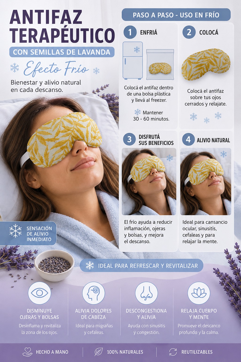 ANTIFACES TERAPEUTICOS CON SEMILLAS DE LAVANDA - ANTIFAZ - Imagen 4