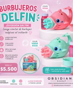 PISTOLA DE BURBUJAS - DELFIN - ROSA O VERDE AGUA - BURBUJERO